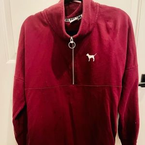 Burgundy Victoria’s Secret PINK Quarter Zip Size Large